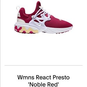 Like New Nike Presto Reacts in Noble Red!!! Only worn 1 time!!! Beautiful shoe!!